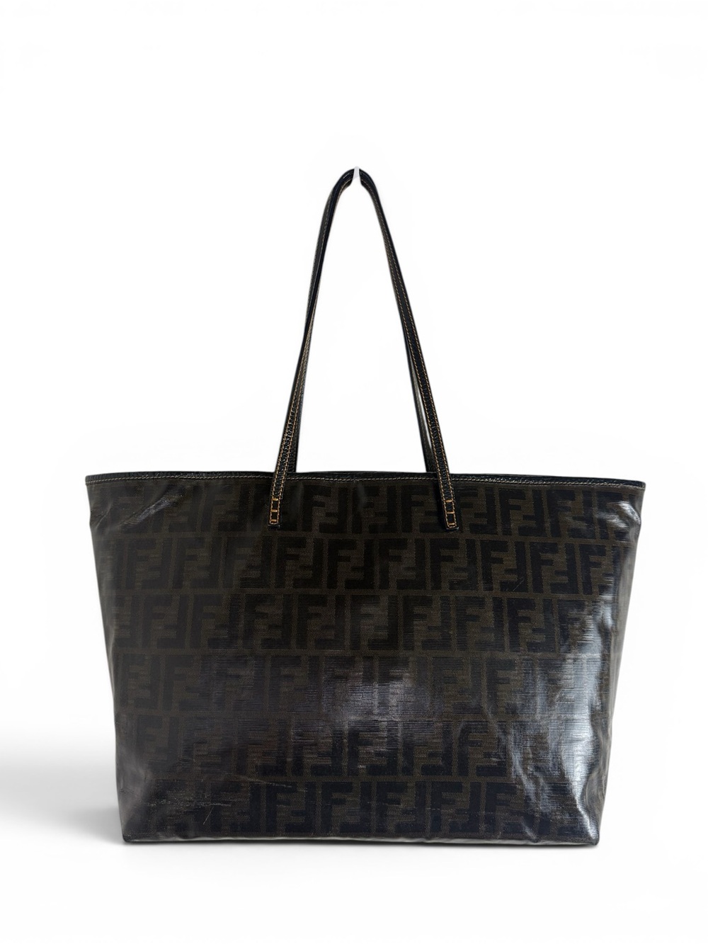 FENDI FF Brown Zucca Pattern Shoulder Tote - Picture 3 of 14